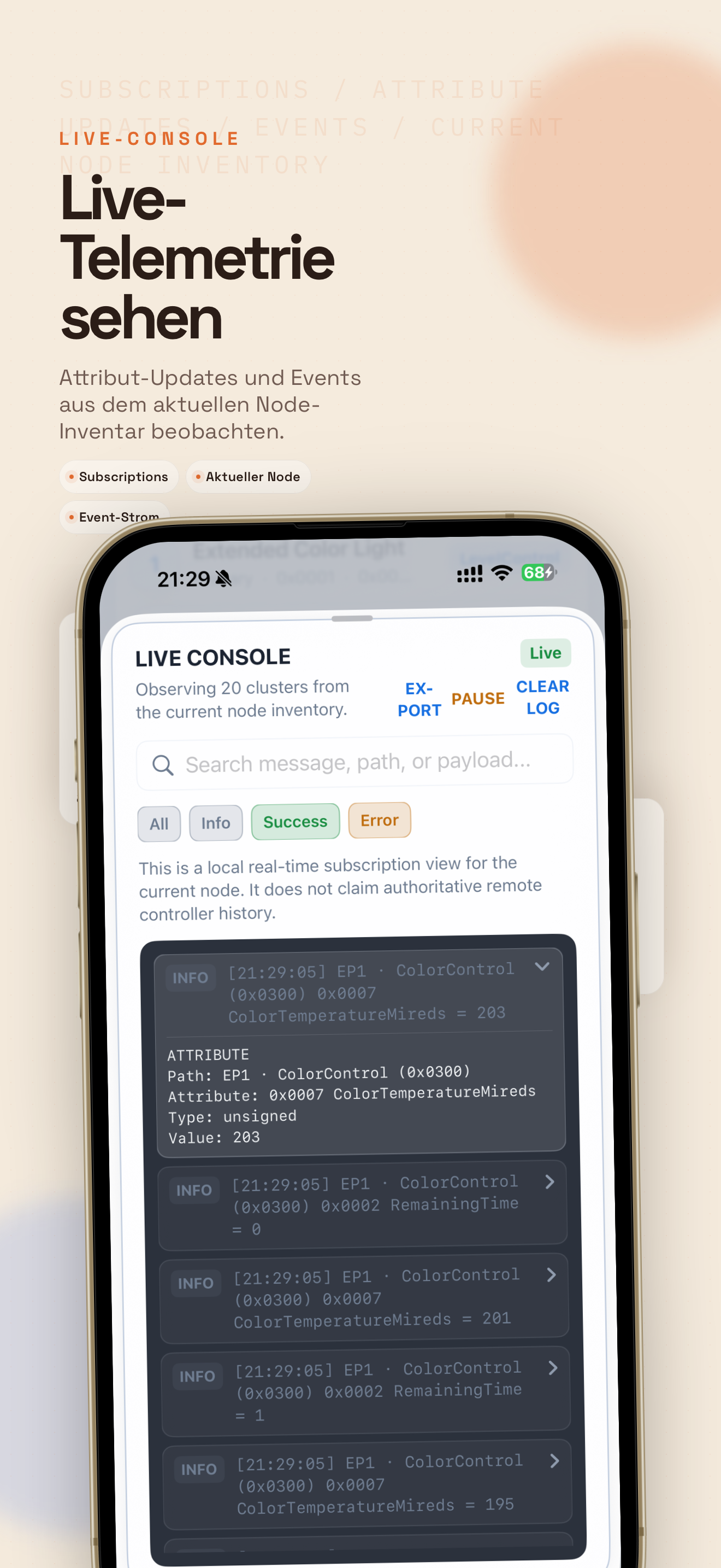 Matterlyzer Live-Konsole