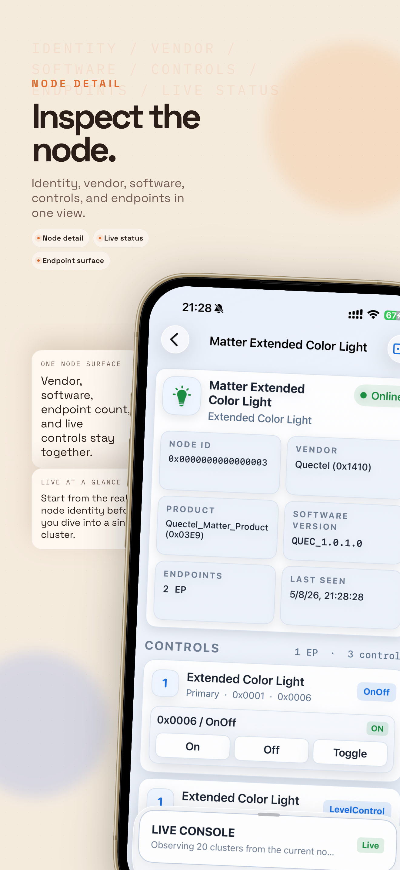Matterlyzer node detail screen